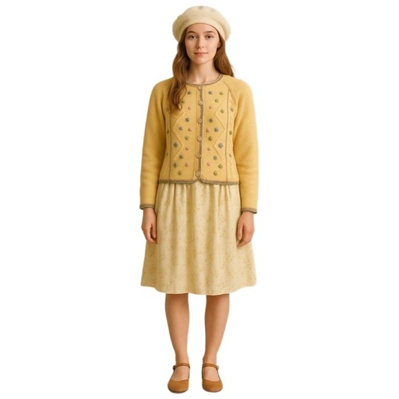 Sportsworld Sweaters - Cardigan Womans Large Vintage Wool Button Front Embroidered Y2K Grannycore